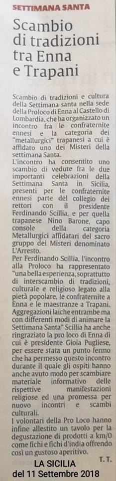 Scambio Culturale Associazione "Metallurgici", Enna - 09 Settembre 2018